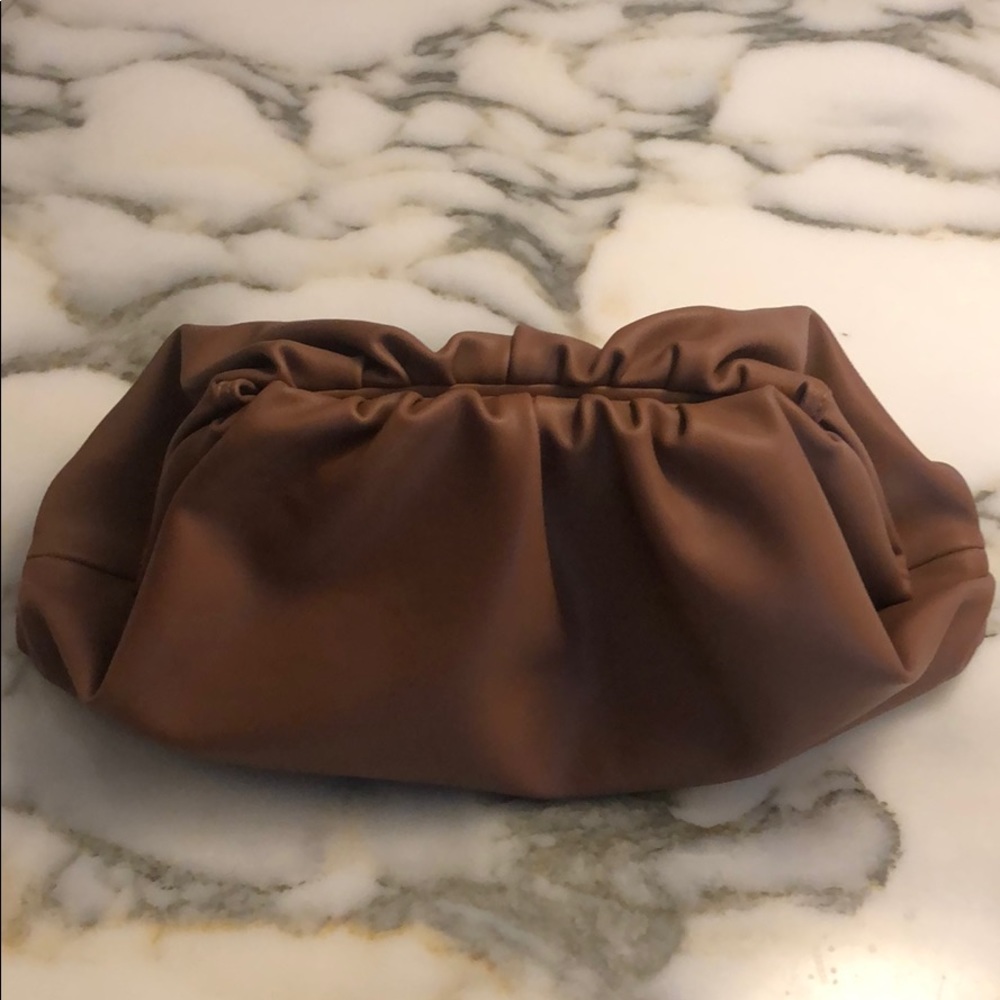 Brown leather pouch clutch